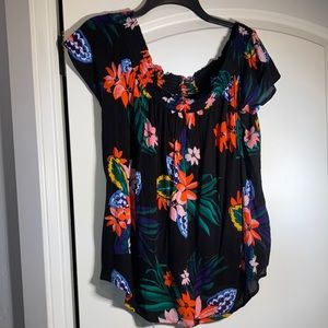 Old Navy Off the Shoulder Tropical Print Top, Size XL
